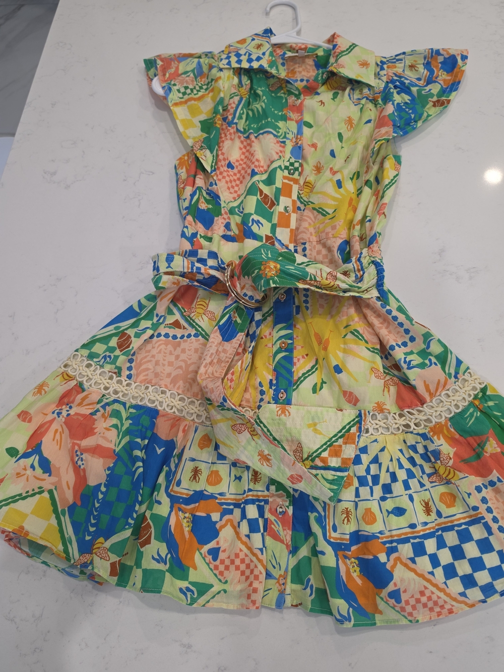 Ramy Brook Multicolor Patchwork Shirtdress with Tie Waist